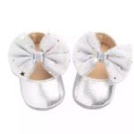 Silver Leather Bow Shoes