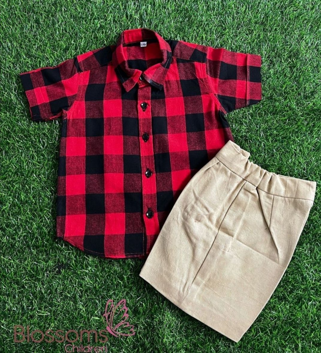 Boys Checkered Shirt Set