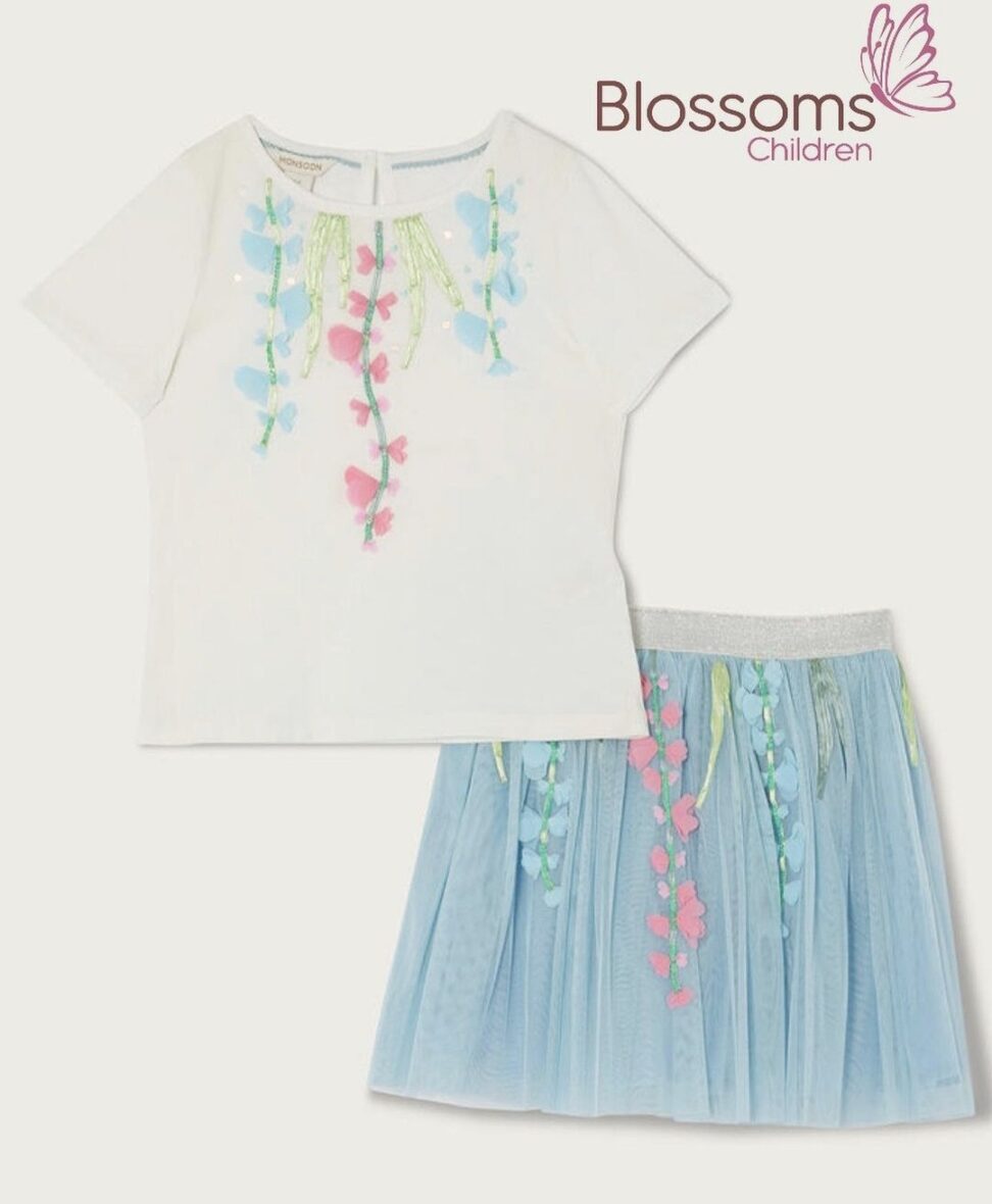 Monsoon Floral Scatter Top and Skirt Set