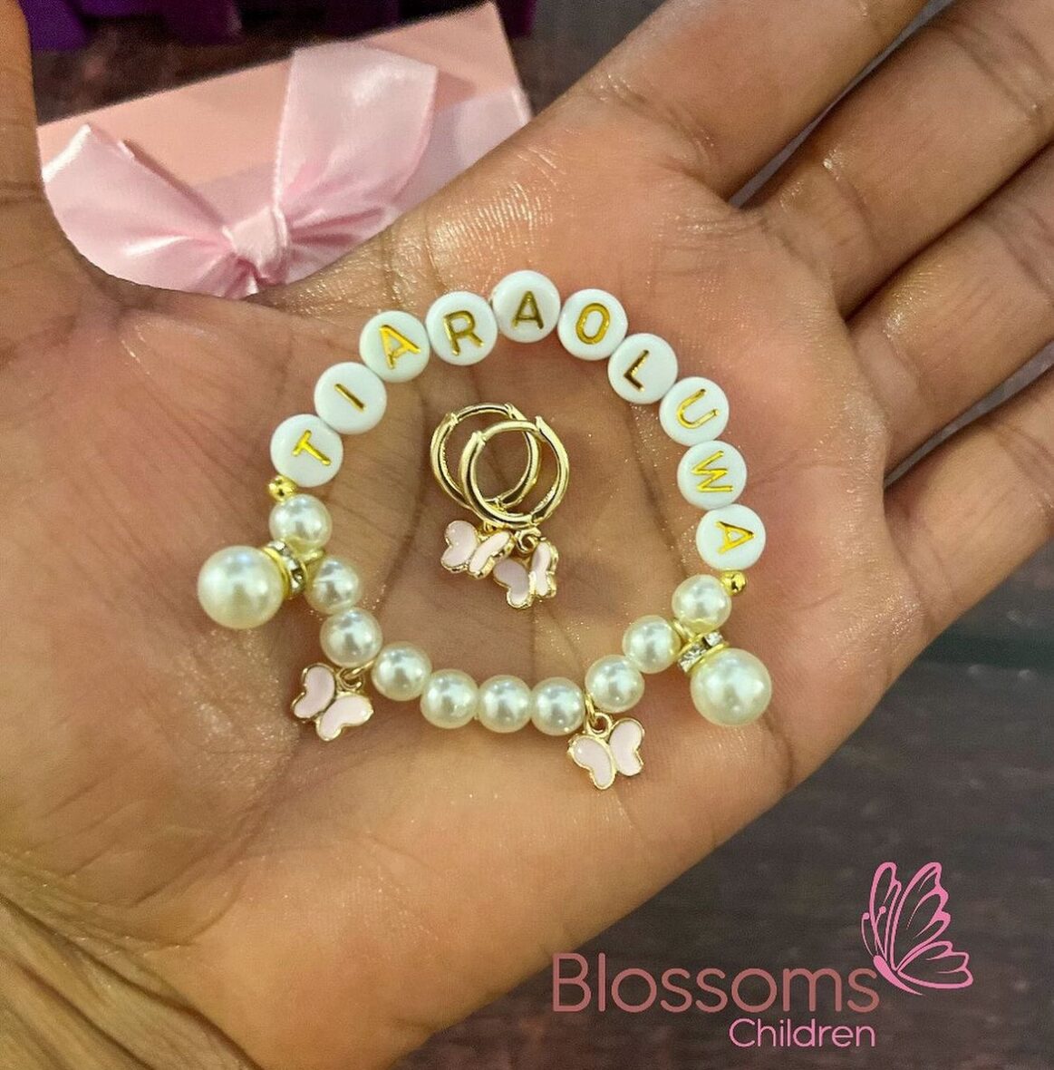 Personalized Bracelet &Earrings Set(butterfly charm)