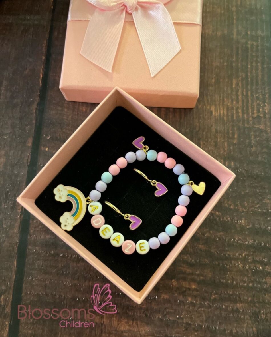 Personalized bracelet and Earrings Set