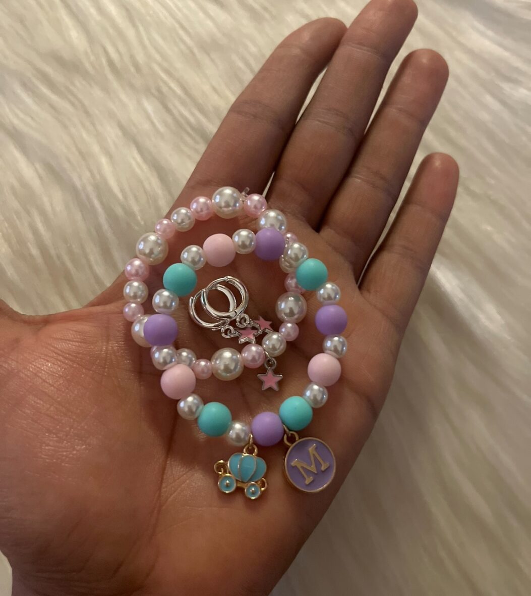 Blossoms Initial Bracelet set with earrings